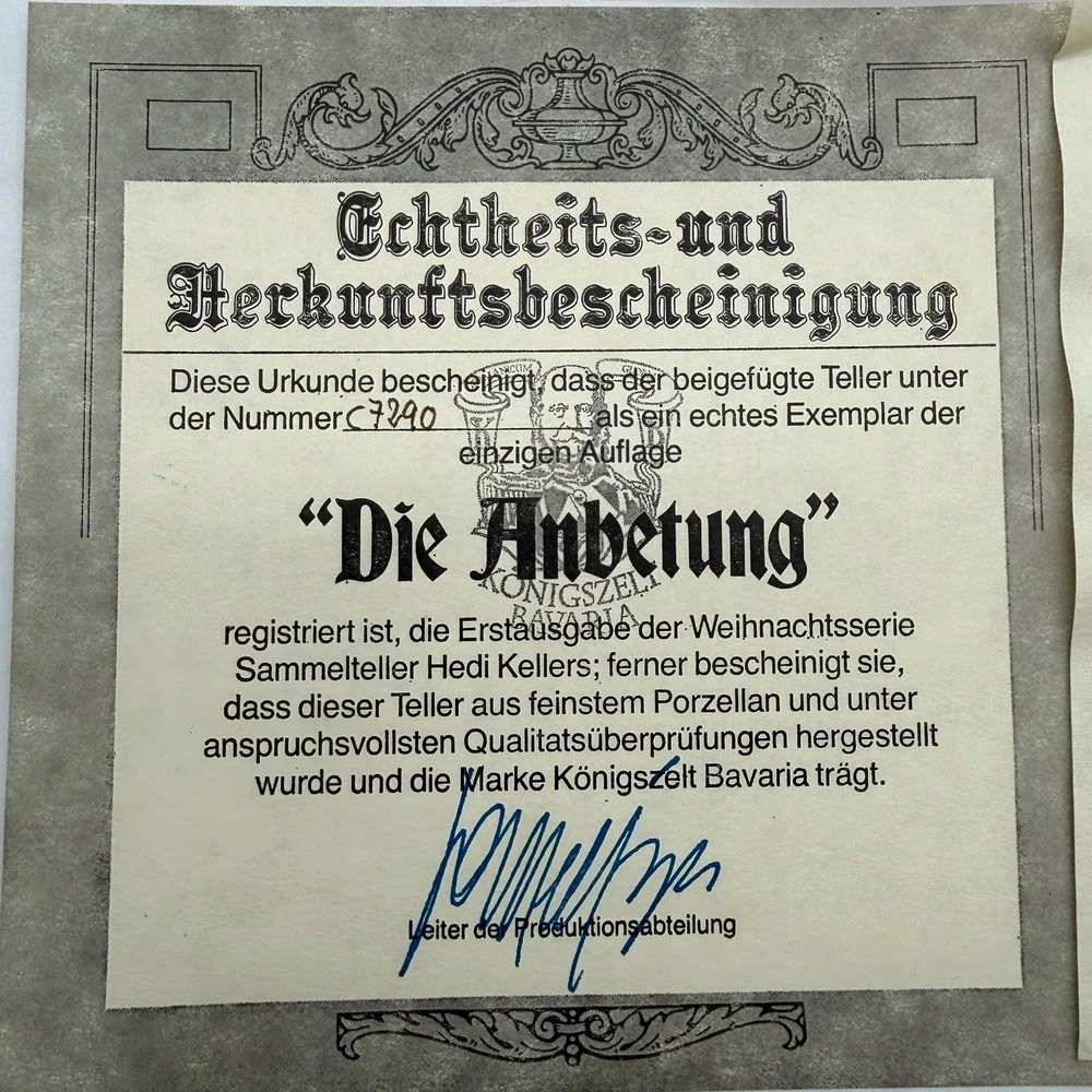 KonigsZelt Bavaria‎ Collector Plate The Adoration 1979 Heidi Keller Limited Ed
